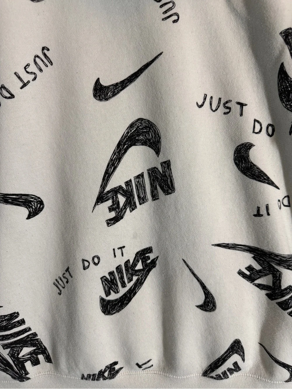 Nike Just Do It All Over Print Hoodie Men’s XL White Black